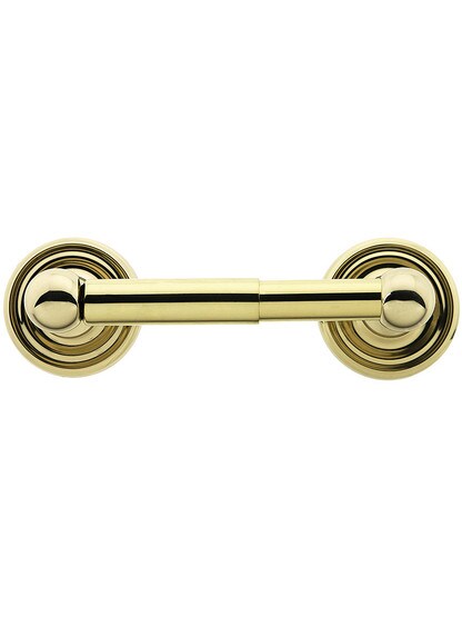 Brass Toilet-Paper Holder with Classic Rosettes in Polished Brass.